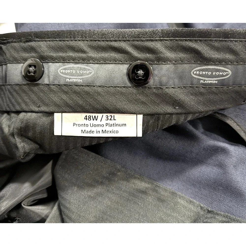 Pronto Uomo Platinum Modern Fit Suit Separates Tuxedo Pants 48Lx32W Wool Blend